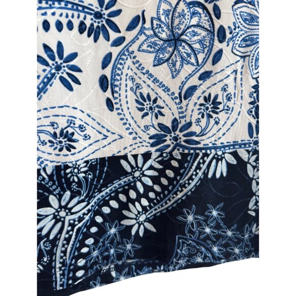 JM Collection Petite Womens Short Sleeve Top P/P Polyester Blue White Floral Kni - Picture 6 of 6